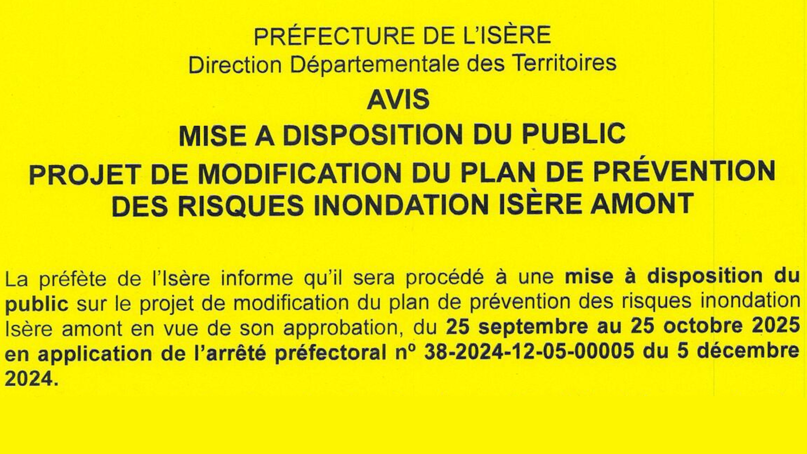 Projet de modification du Plan de Prévention du Risque Inondation de l'Isère