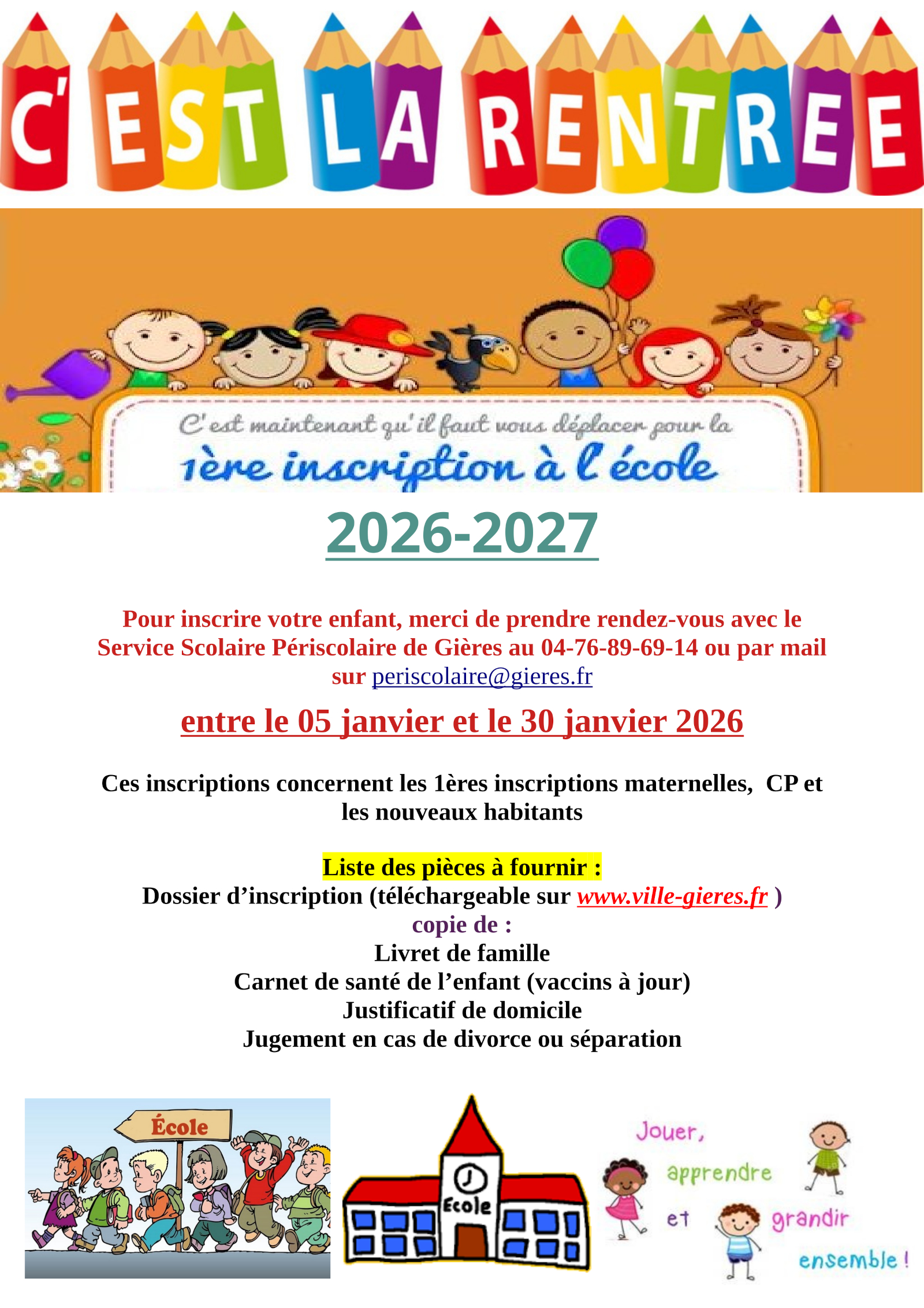 2026 inscription maternelle