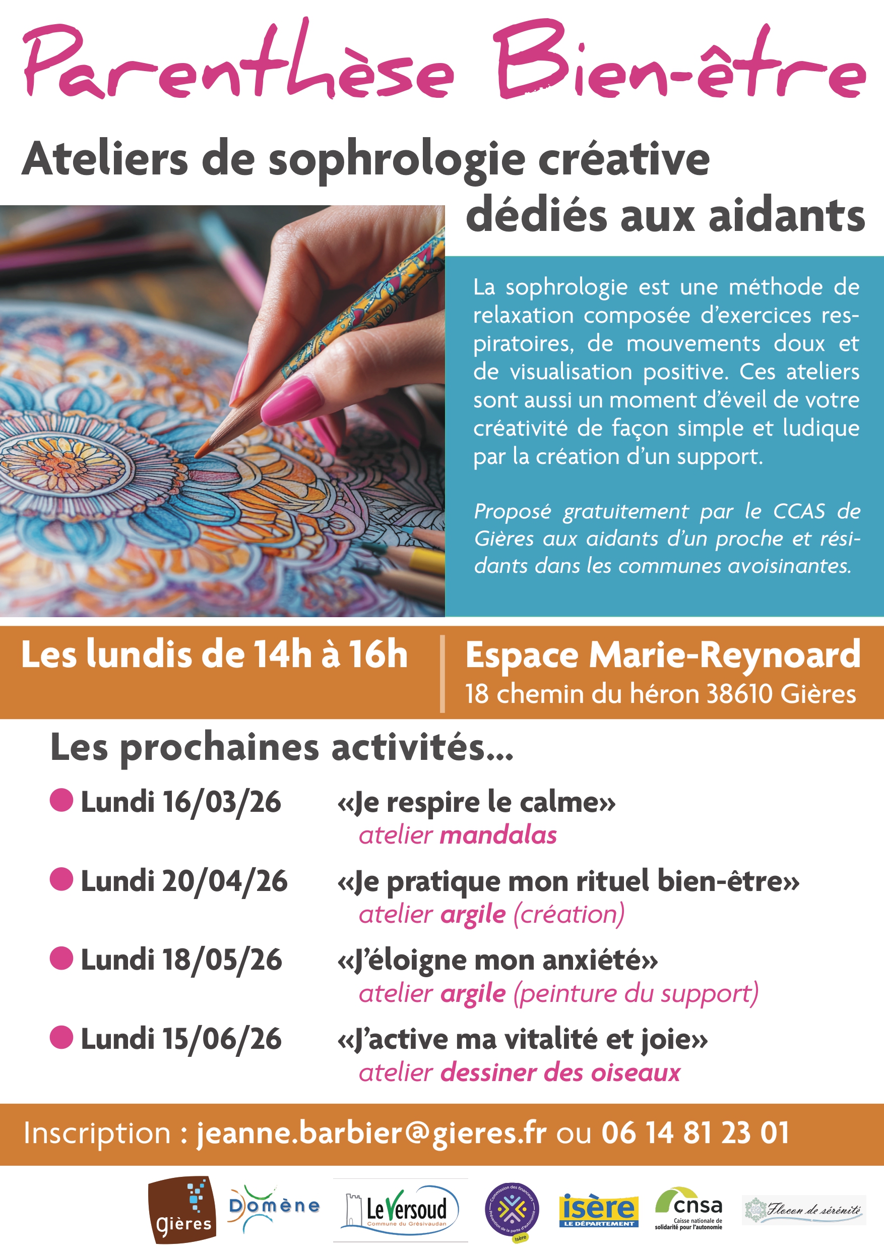 sophrologie créative 1er semestre 2026 CCAS